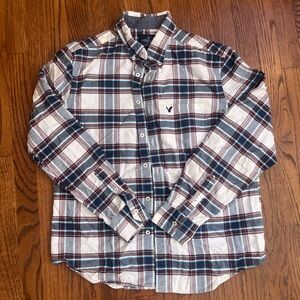 American Eagle Outfitters Plaid Shirt - White and Blue